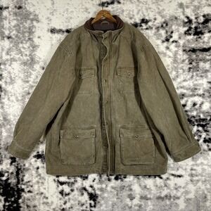 Corduroy collar The Vermont Barn Coat Size XXL Army Green‎ Canvas Fleece Lined